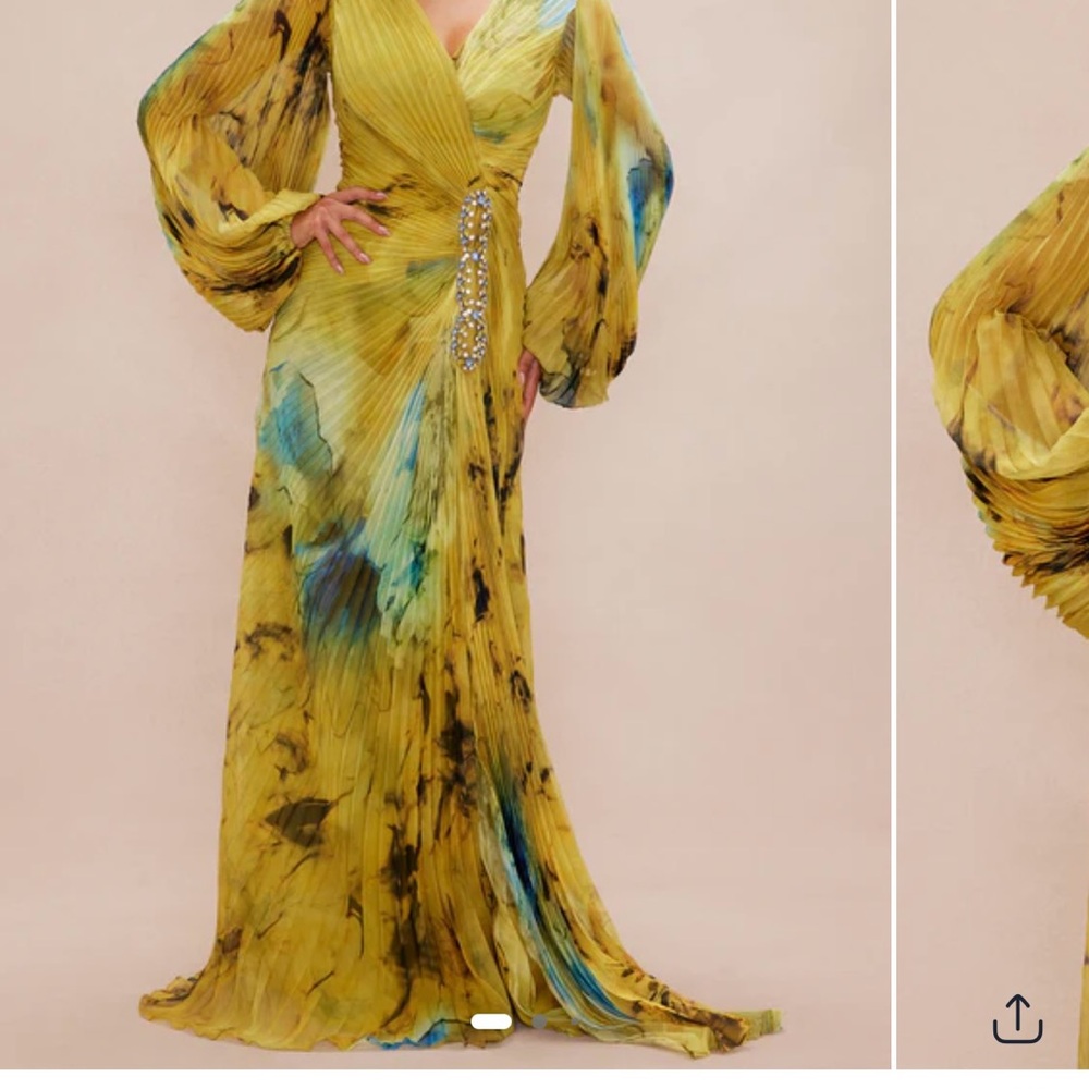 Fashion Nova Yellow and Blue Maxi Dress